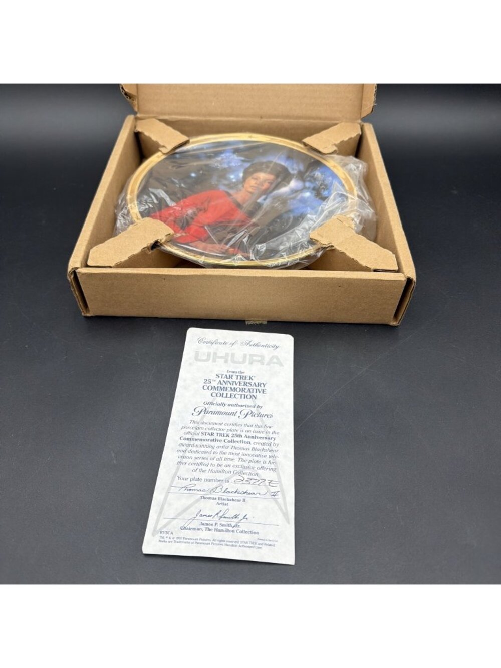 Uhura Star Trek 25th Anniversary Commemorative Collection Plate W/Box, Cert